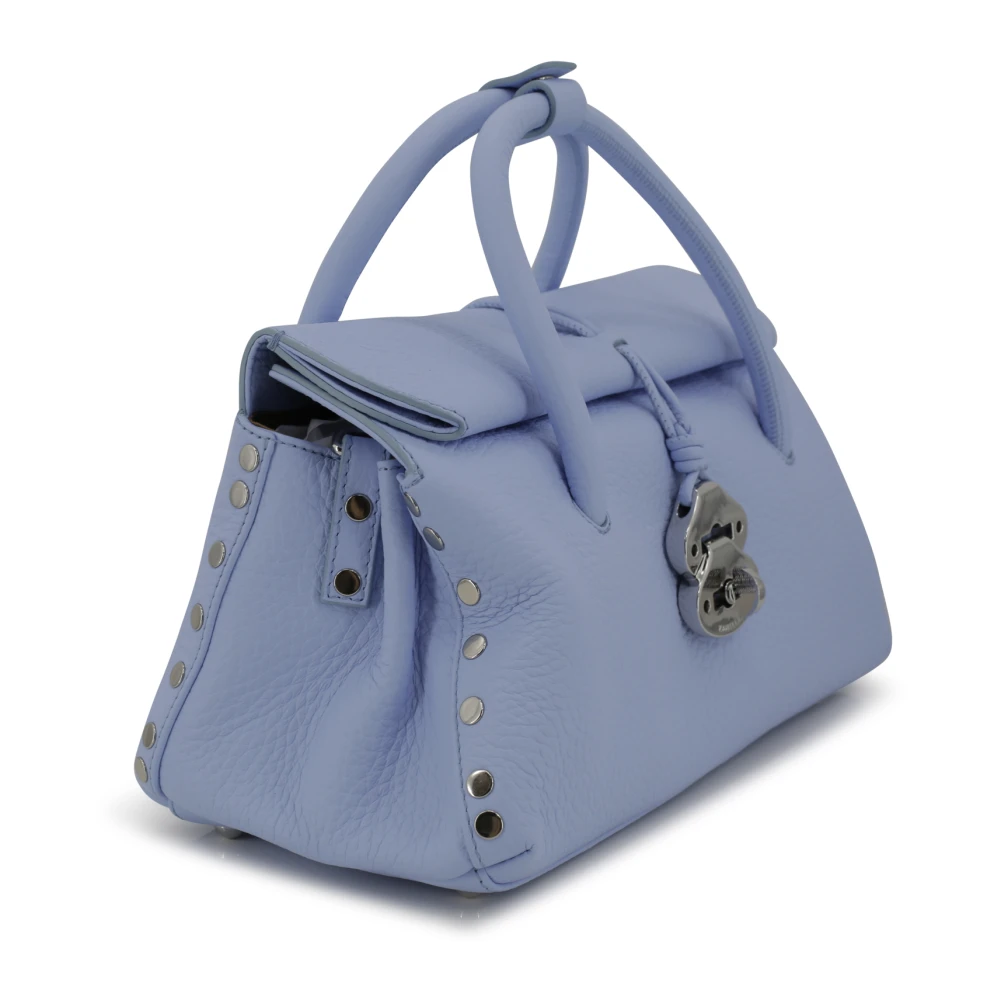 Zanellato Blauwe leren tas met flap Blue Dames