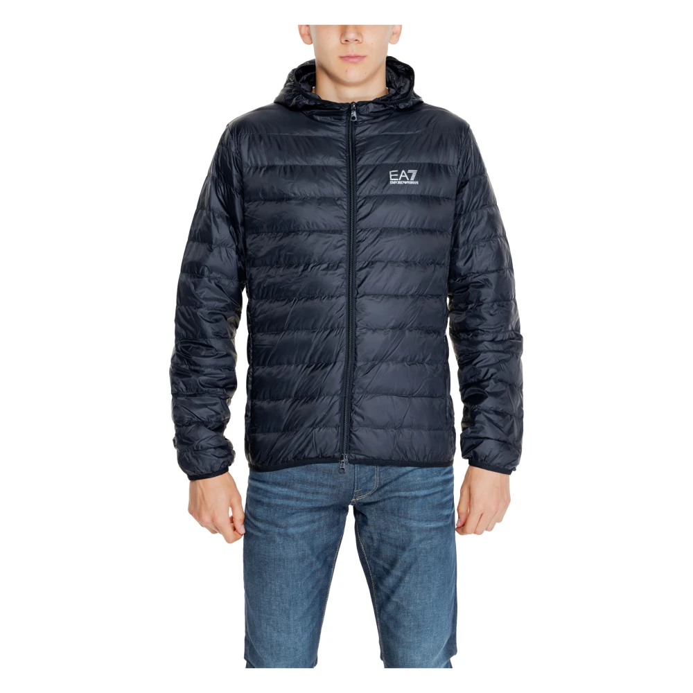 Emporio Armani EA7 Zwarte Hooded Ritsjas voor Mannen Black Heren