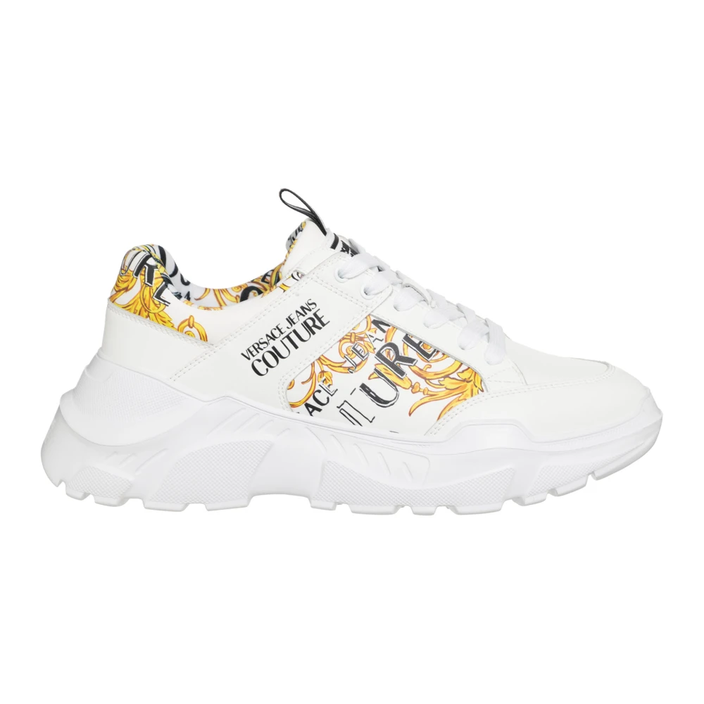 Versace Jeans Couture Abstrakt Multifärgad Snörning Sneakers White, Herr