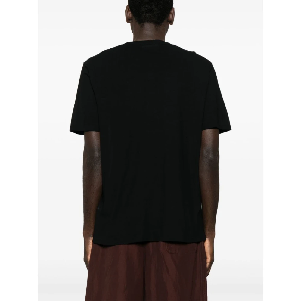 Jil Sander Logo Print Zwarte T-shirt Polos Black Heren