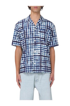 chemise-bleue-de-luxe-a-manches-courtes