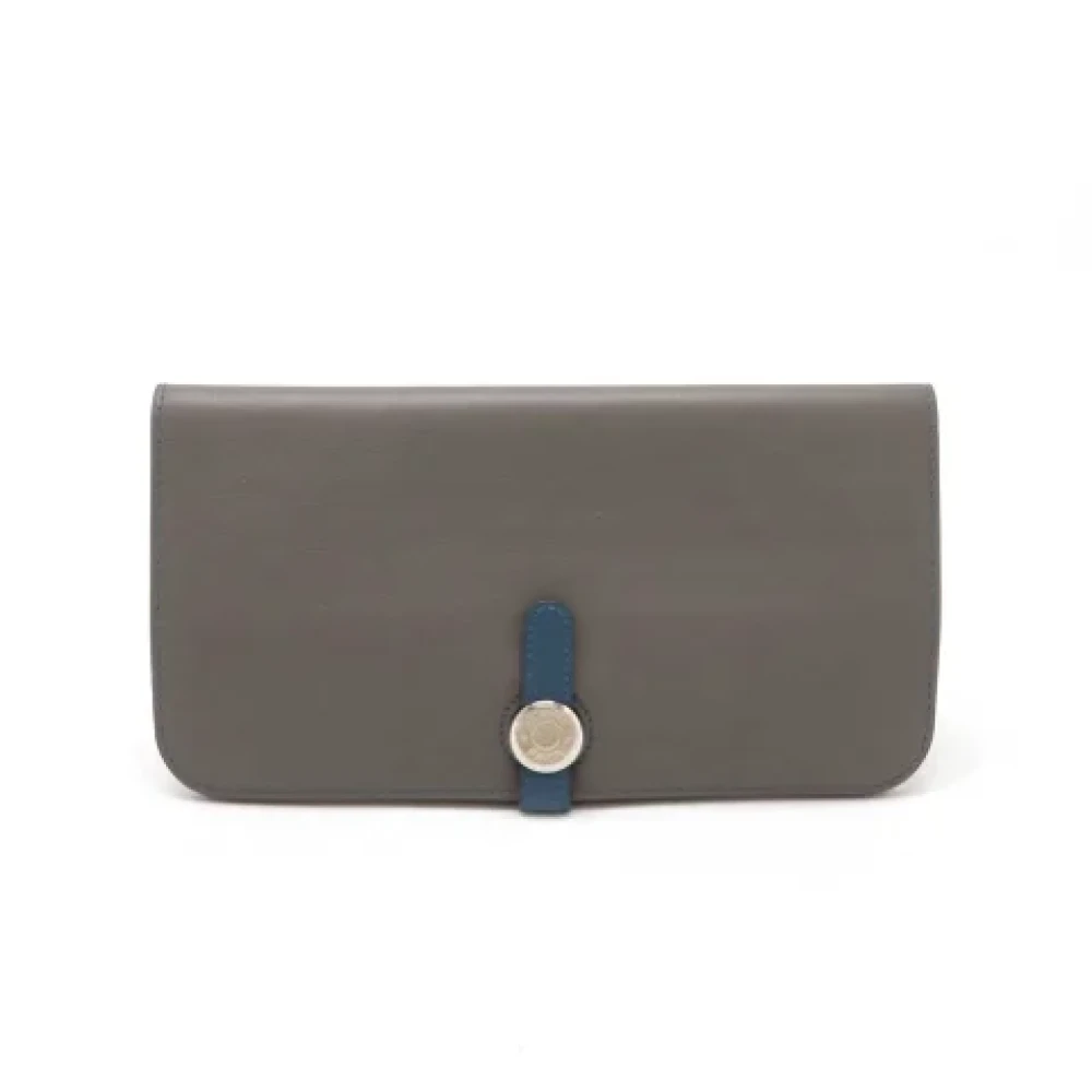 Hermès Vintage Pre-owned Leather wallets Gray Dames