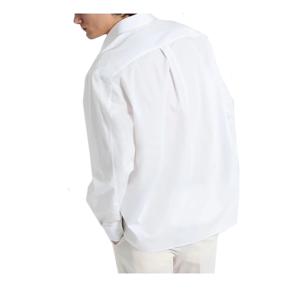 Valentino Witte Katoenen Geborduurde Overhemd White Heren