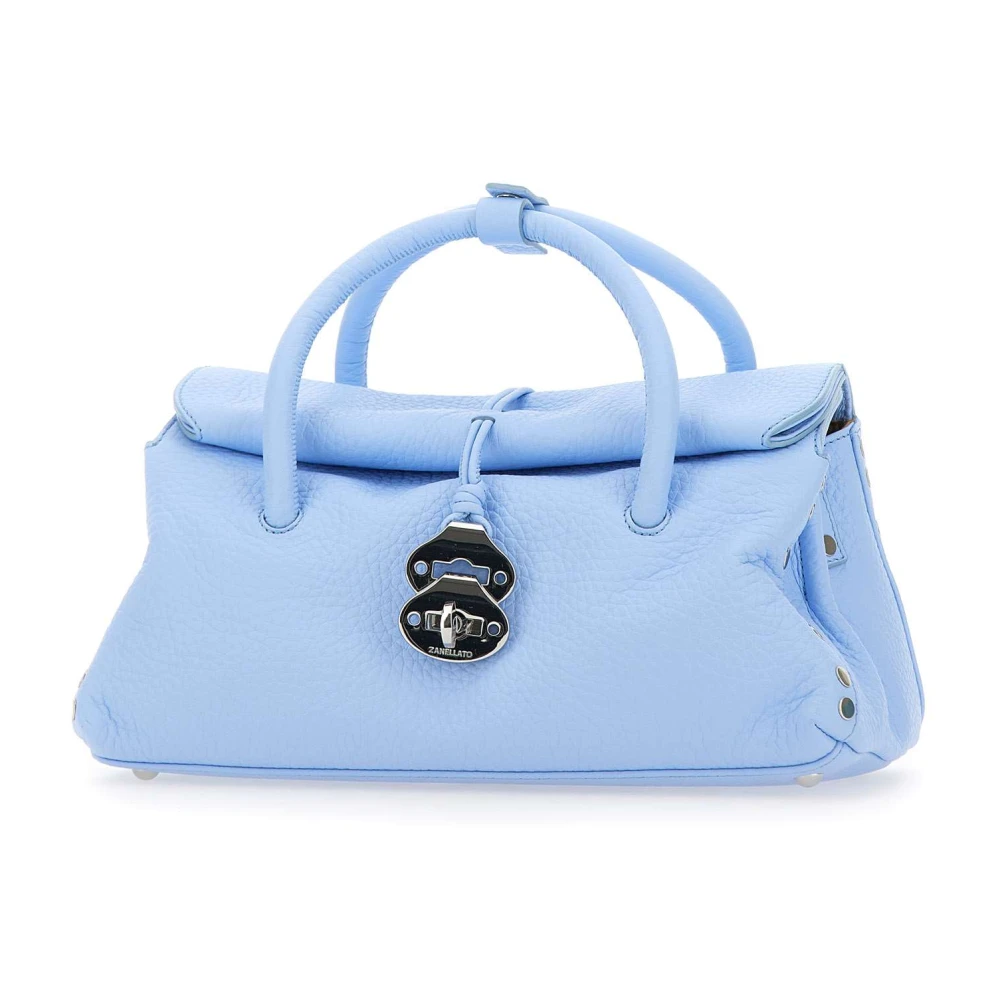 Zanellato Blauwe leren handtas met bovenhandvat Blue Dames