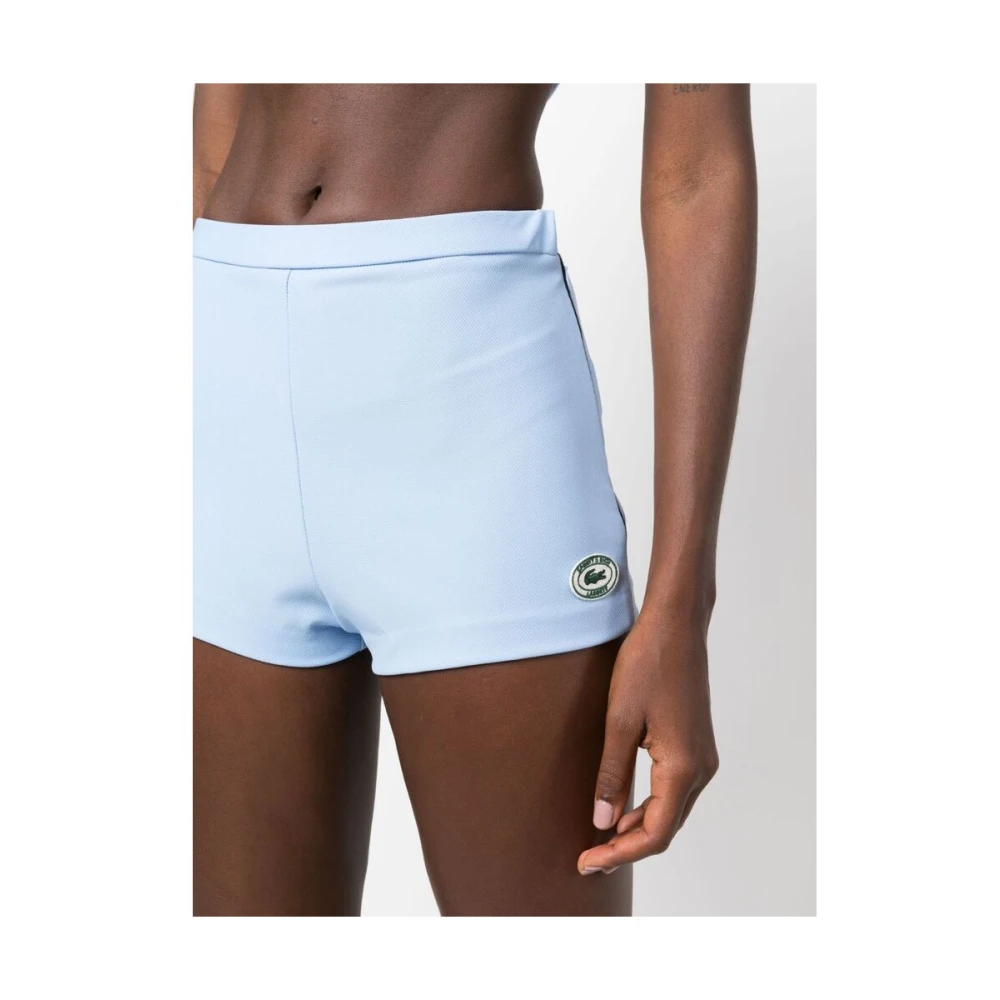 Sporty & Rich Logo-Patch Mini Shorts Blue Dames