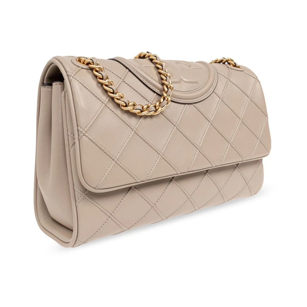 TORY BURCH Convertible Fleming Schoudertas in Beige Dames