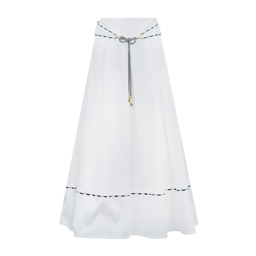 Elisabetta Franchi Wijd Uitlopende Rok met Rits en Haak White Dames