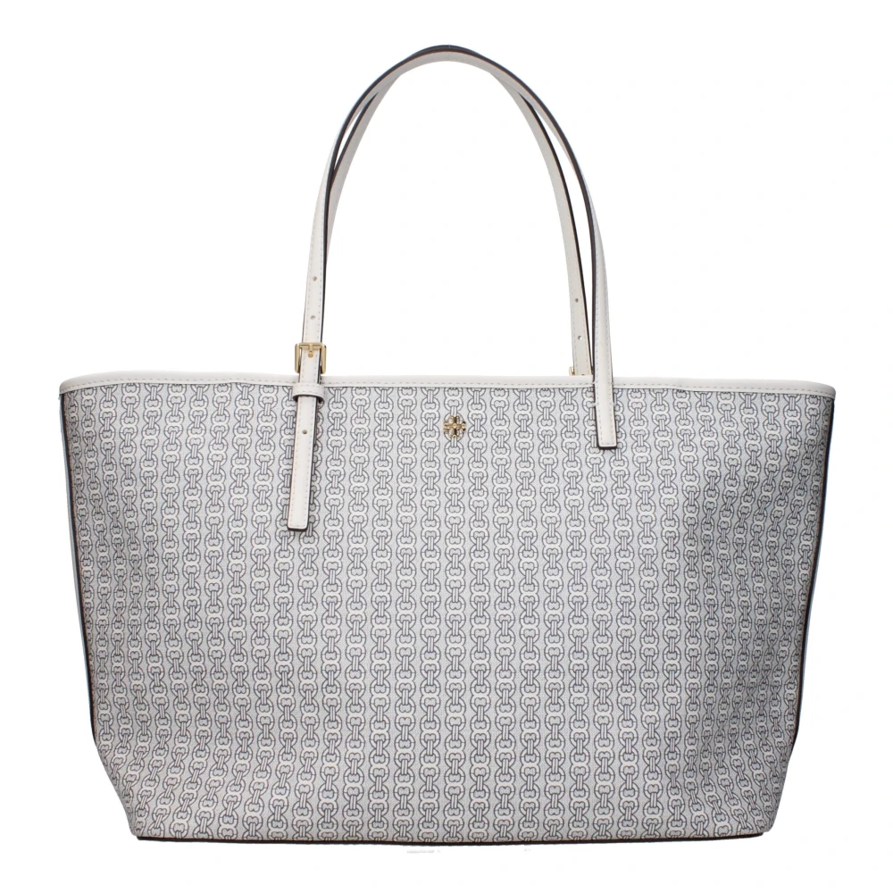 Tory Burch Women's Gray Shopping Bags, One Size, Beige Leather Shoulder Bag With Front Logo