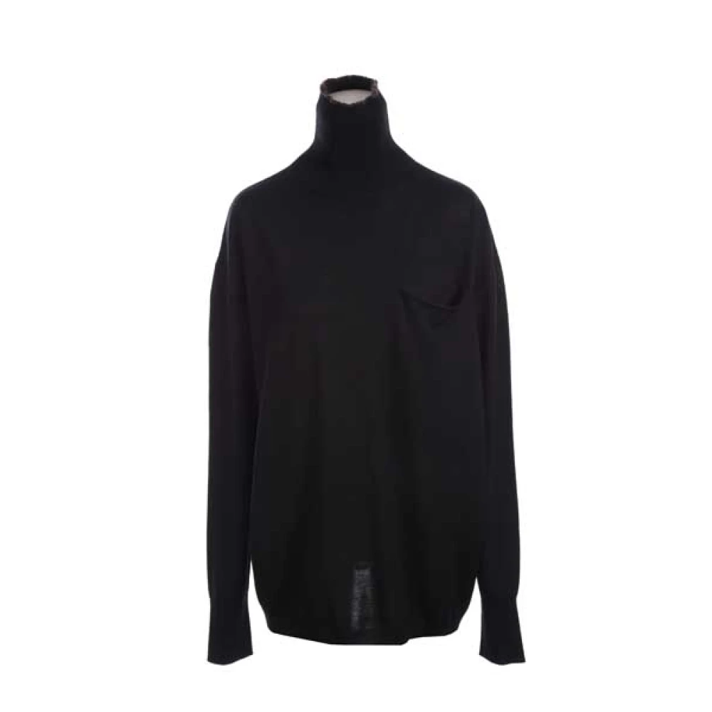 Quira Zwarte Wol Boyfriend-fit Trui Black Dames