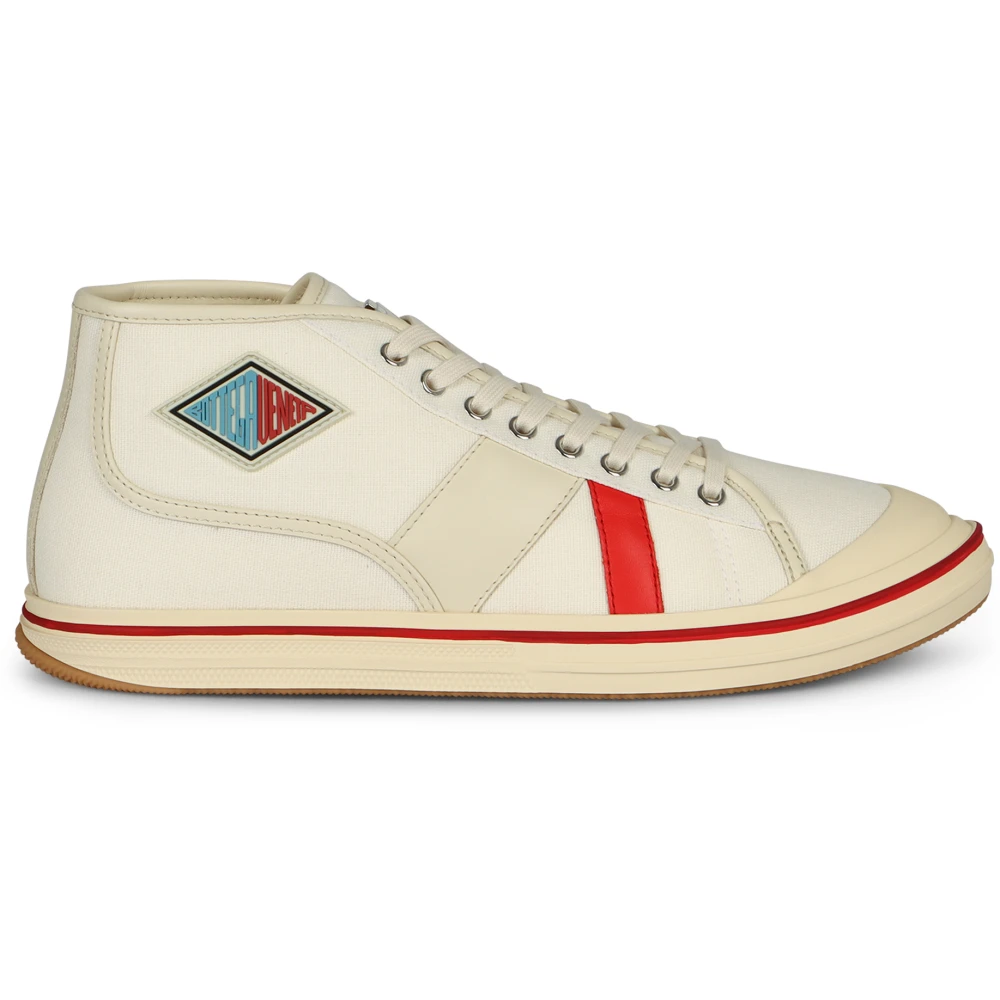 Bottega Veneta Mid-top leren sneakers met ronde neus Heren Schoenen Wit
