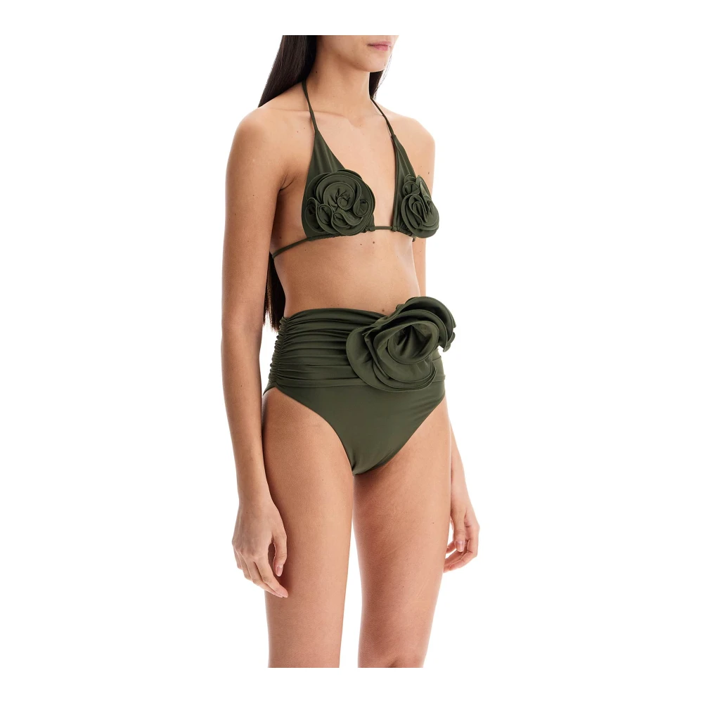 Magda Butrym Blommig triangel bikini topp med levande blommor Green, Dam