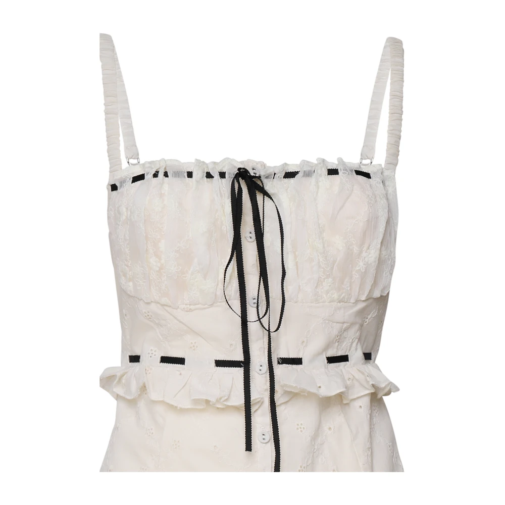 For Love & Lemons Witte Linnen Jurk Oogje Kant White Dames