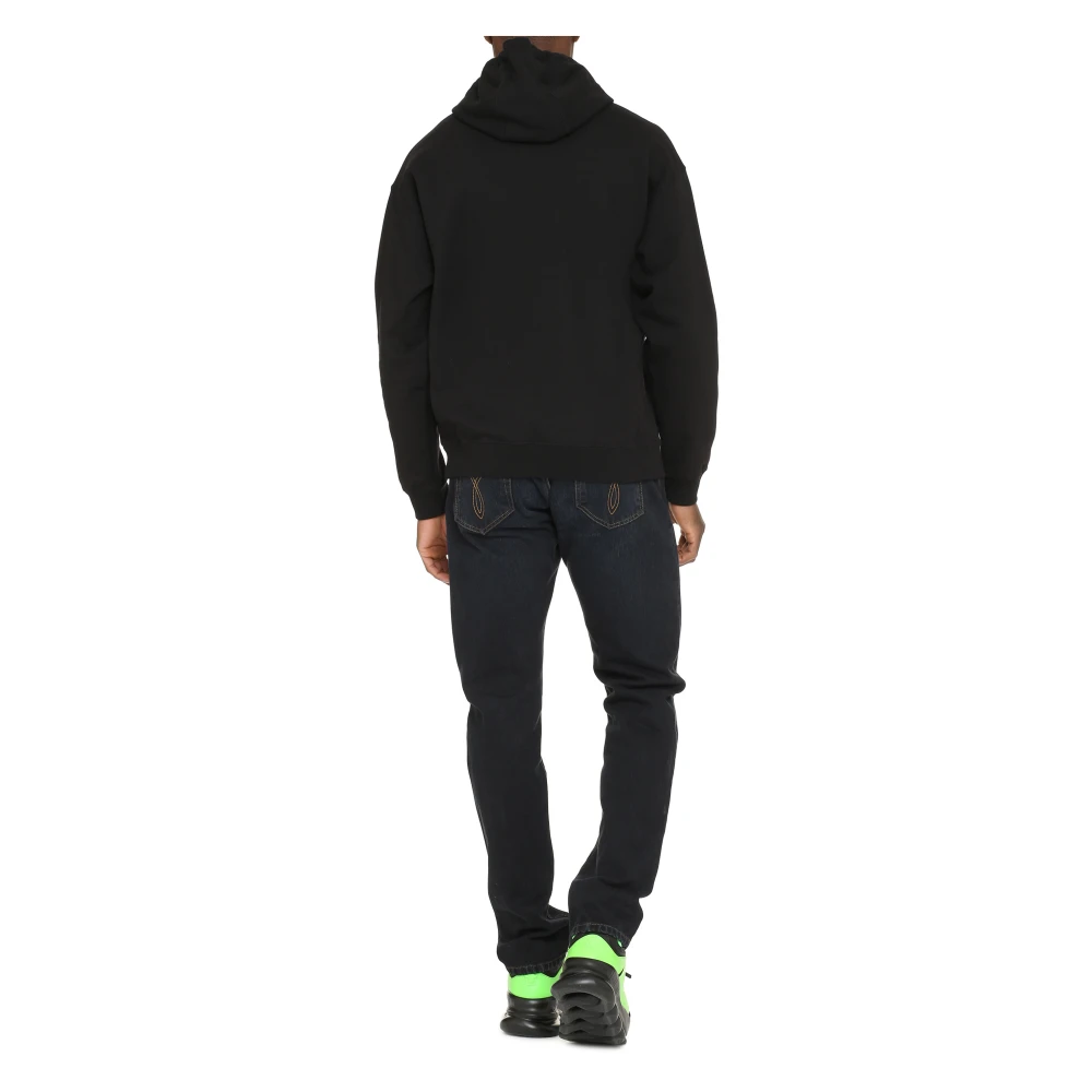 Versace Geribbelde katoenen hoodie Black Heren