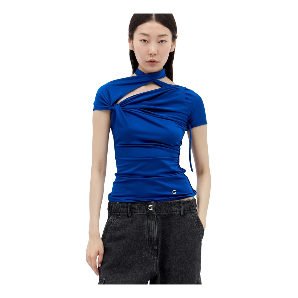 Coperni Draped Jersey Top Blue Dames