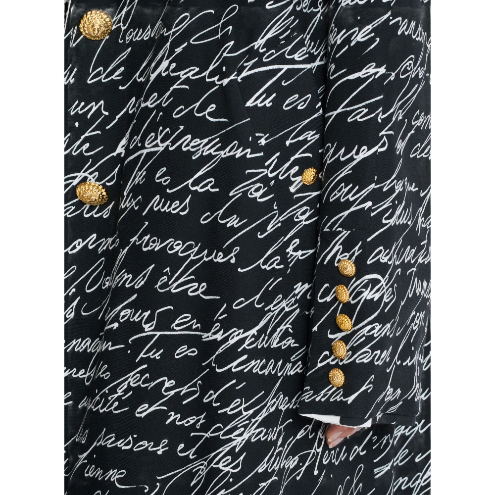 Balmain Lange omkeerbare jas met 'Liefdesbrief' print White Dames