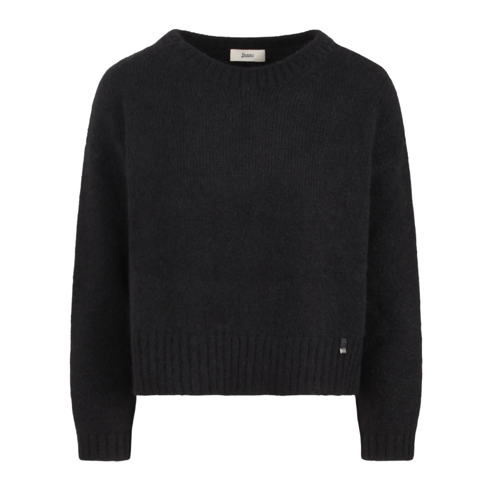 Herno Alpaca Wol Crewneck Sweater Fw24 Gebreid Black Dames