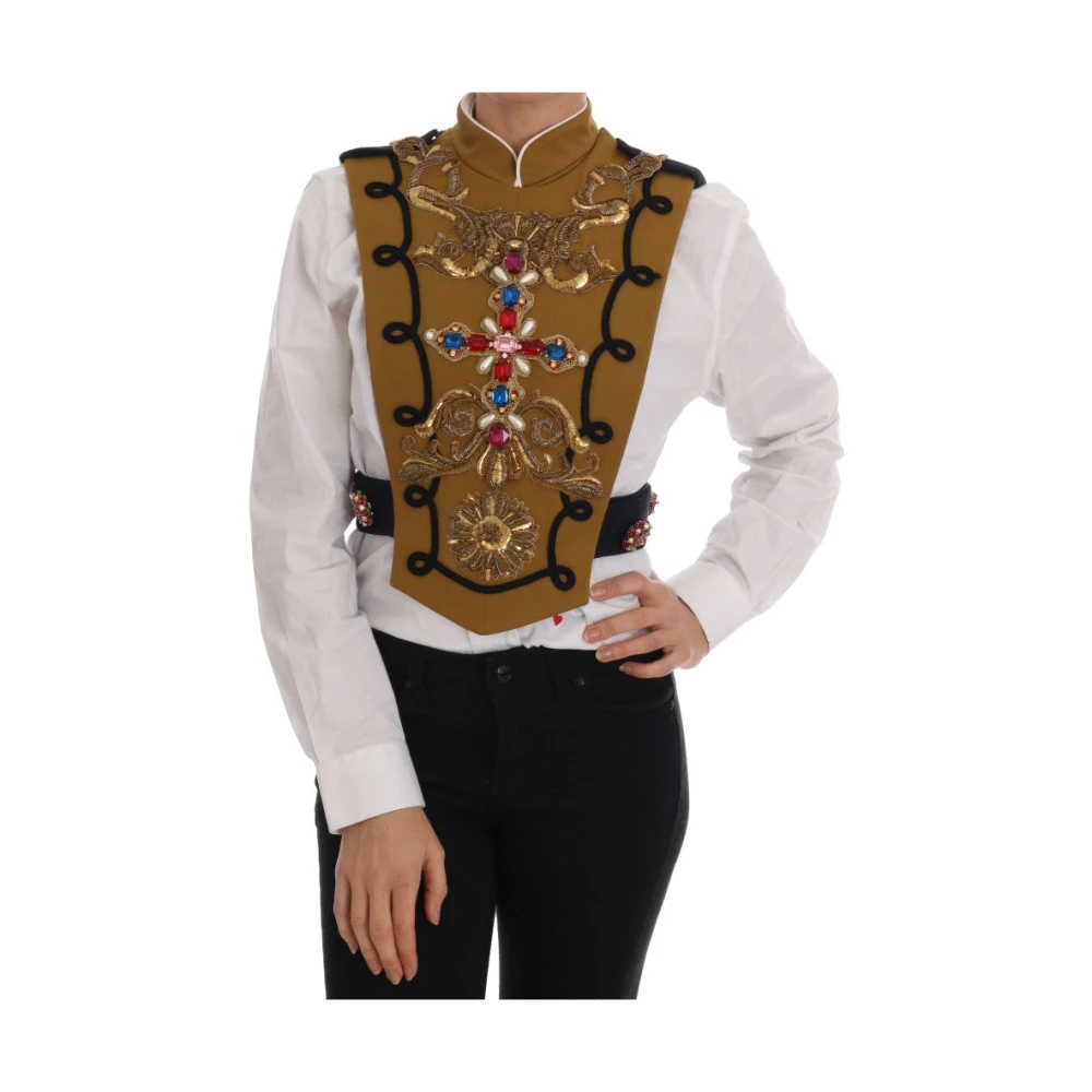 Dolce & Gabbana Women's Yellow/Black Crystal Cross - Vest