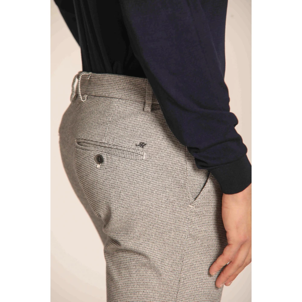 Mason's Extra Slim Chino Broek met Houndstooth Beige Heren