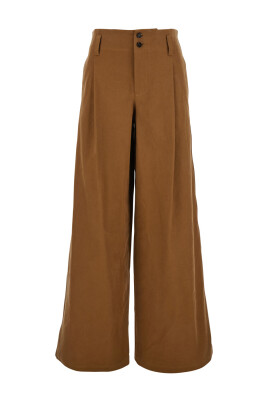 pantalon-large-marron-femme-en-coton