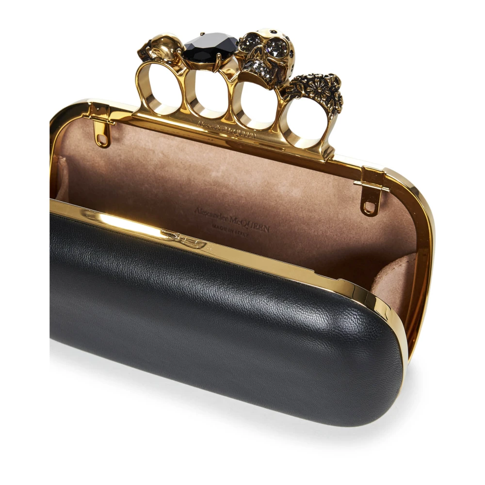 alexander mcqueen Zwarte Knuckle Clutch Tas Black Dames