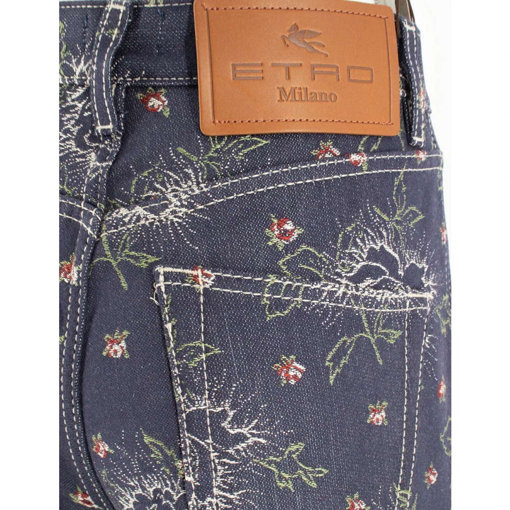 ETRO Bloemen Jacquard Flared Jeans Blue Dames