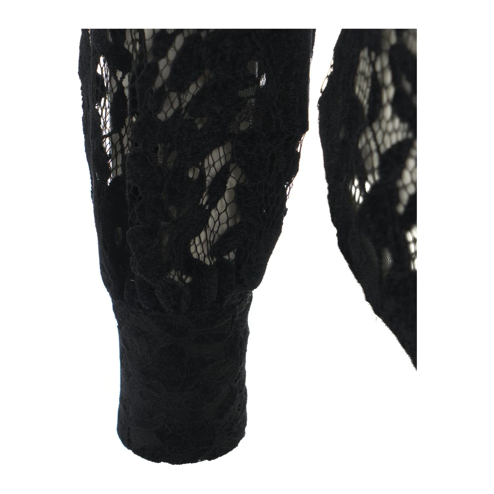 Kaos Zwarte Kant Blouse Elegante Stijl Black Dames