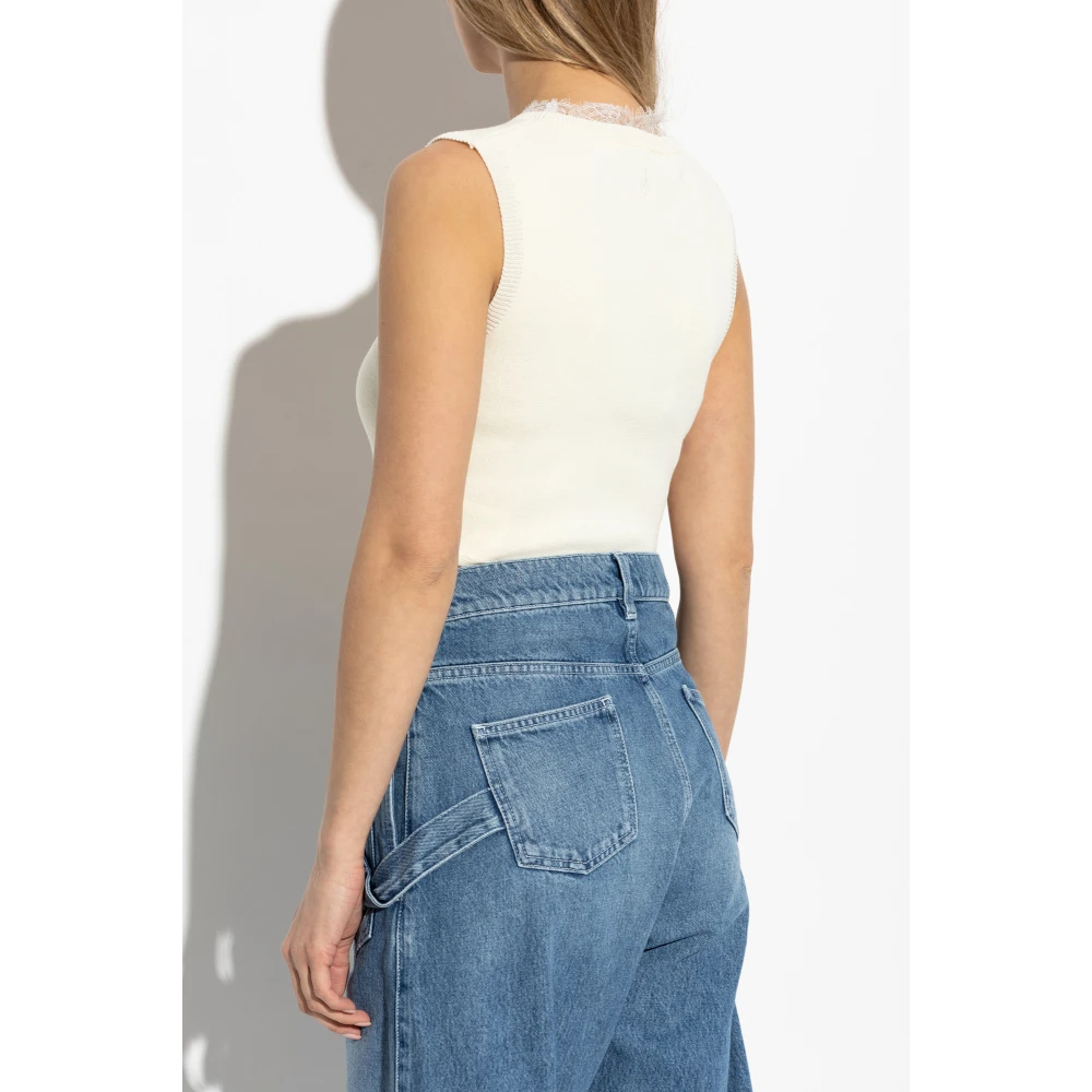 JW Anderson Top met kanten afwerking Beige Dames