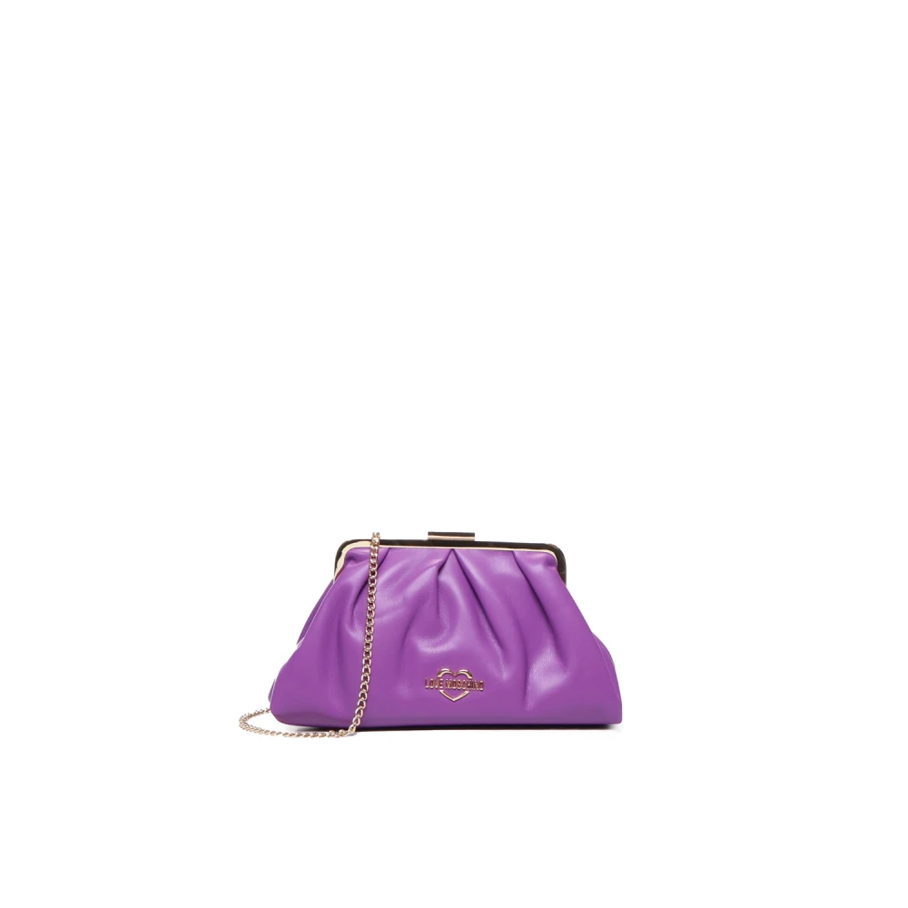 Love Moschino Paarse Schoudertas met Gouden Logo Purple Dames