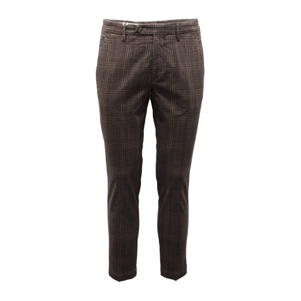 Michael Coal Men's Brown Printed Cotton Trousers - Slim-Fit Trousers - W32 - Trousers