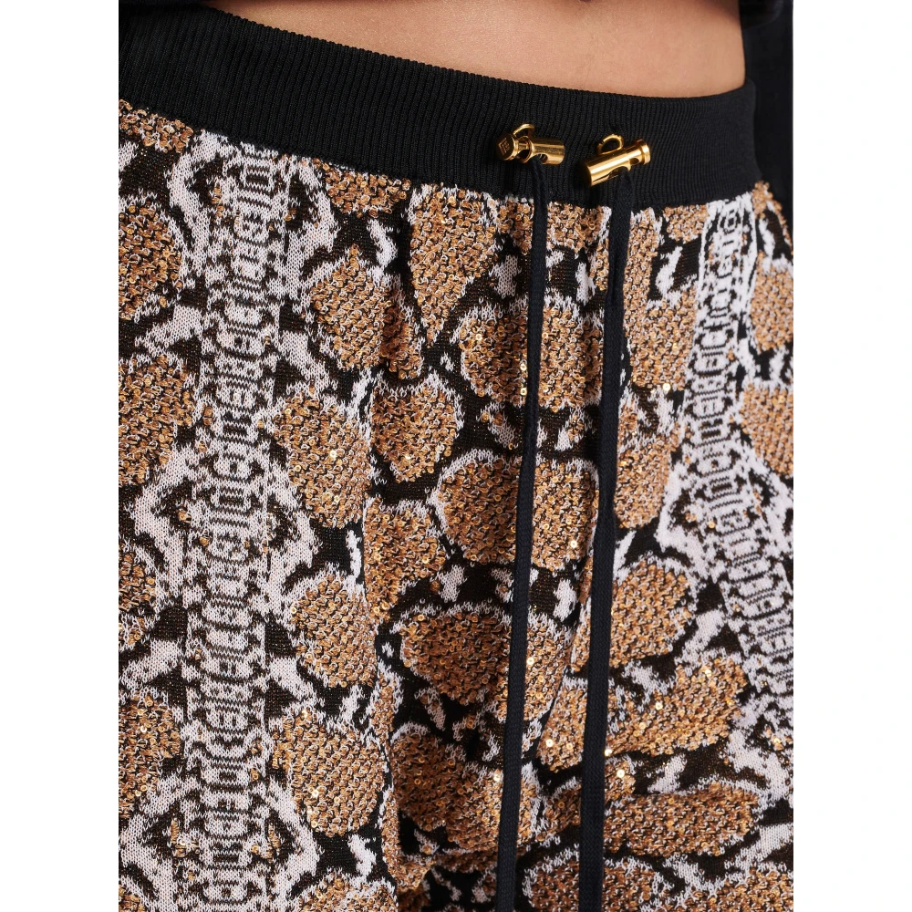 Balmain Snakeskin Knit Shorts Brown Dames
