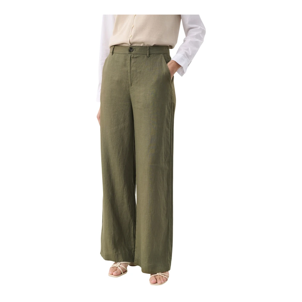 Part Two Women's Gray Wide Leg Linen Trousers