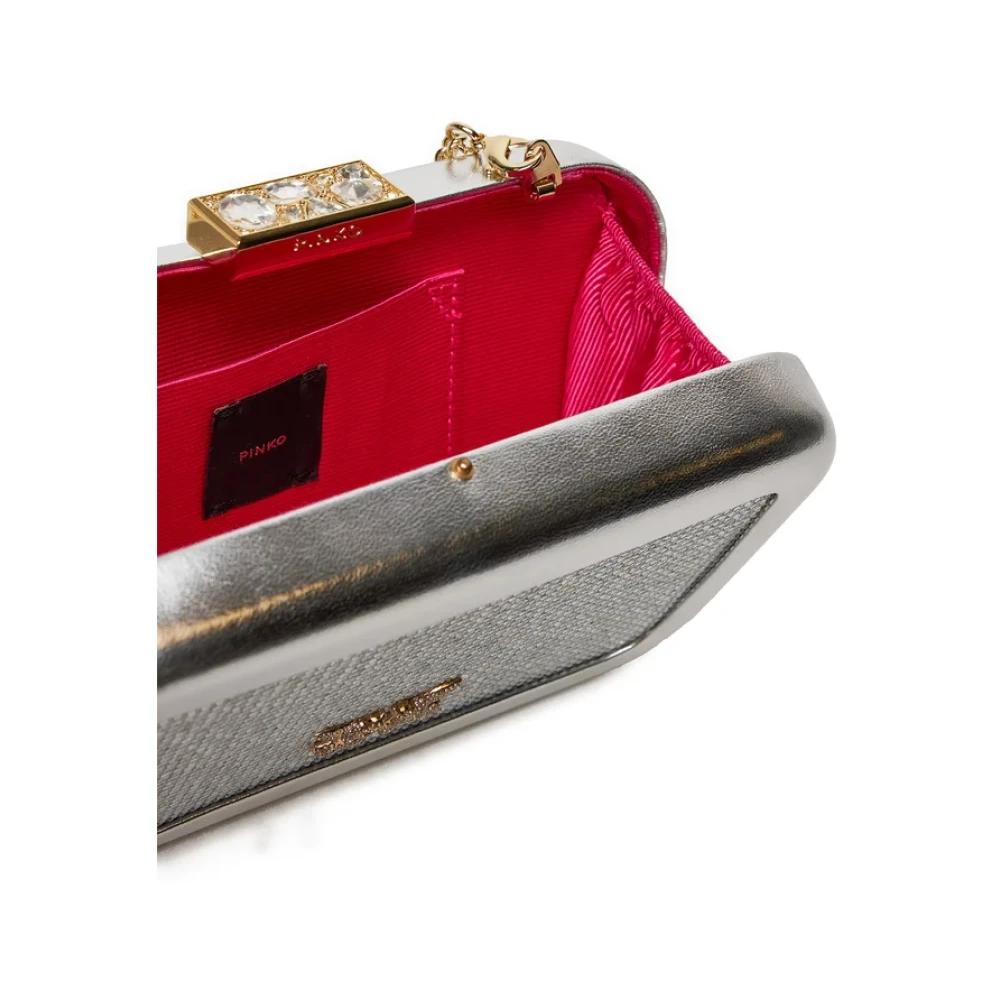 pinko Metallic Gelamineerde Clutch met Zirkonia Details Gray Dames