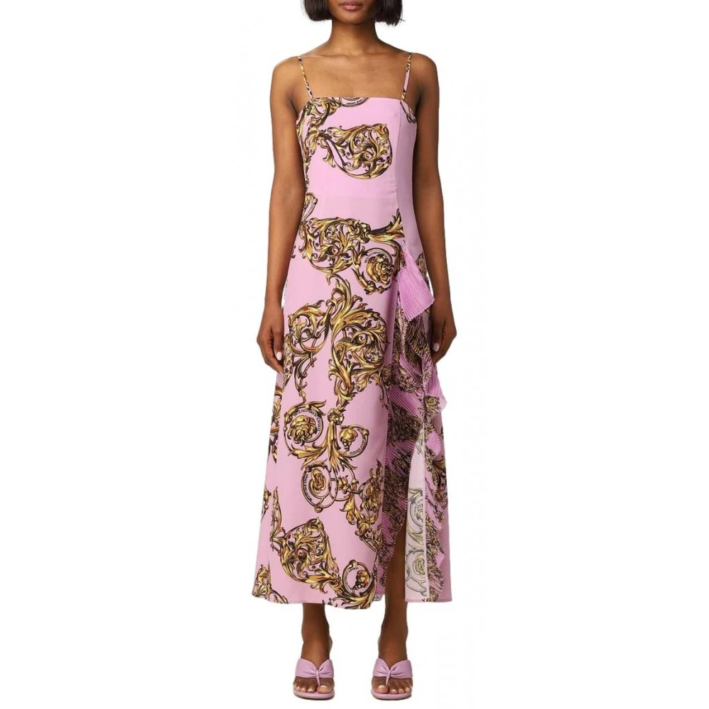 Versace Jeans Couture Fantasie Print One-Shoulder Lange Jurk Pink Dames