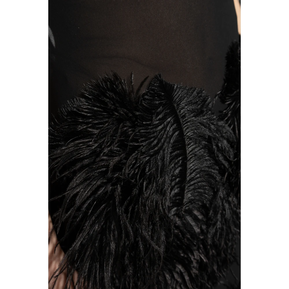 The Attico Jurk met struisvogelveren Black Dames