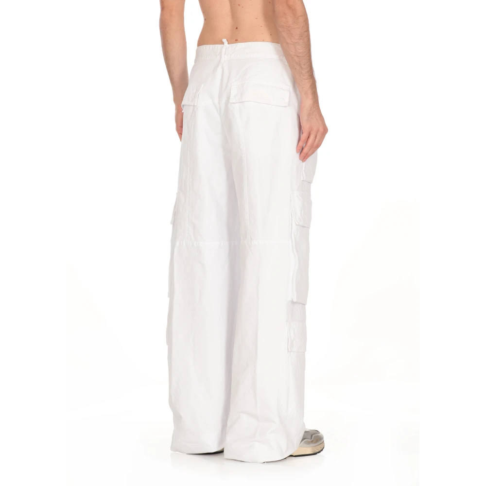 Dsquared2 Cargo Broek Wit Elastische Taille Zakken White Heren