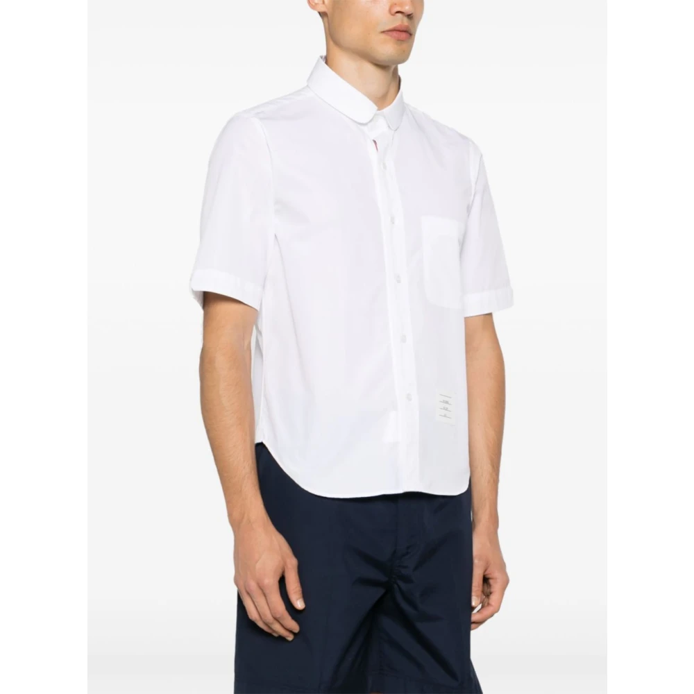 Thom Browne Witte Poplin Overhemd met RWB Streep White Heren
