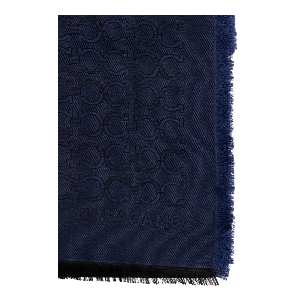 Salvatore Ferragamo Sjaal met monogram Blue Heren