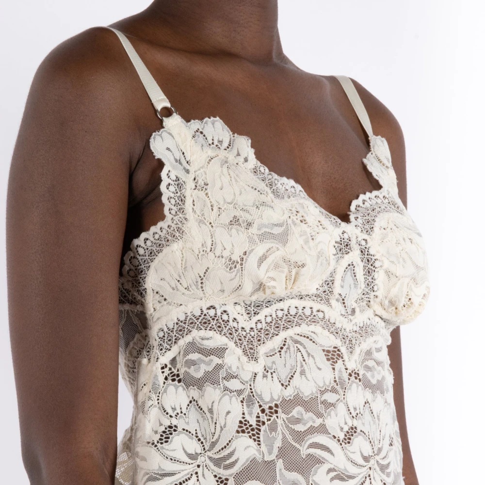 Paco Rabanne Ivoor Kant Top Beige Dames