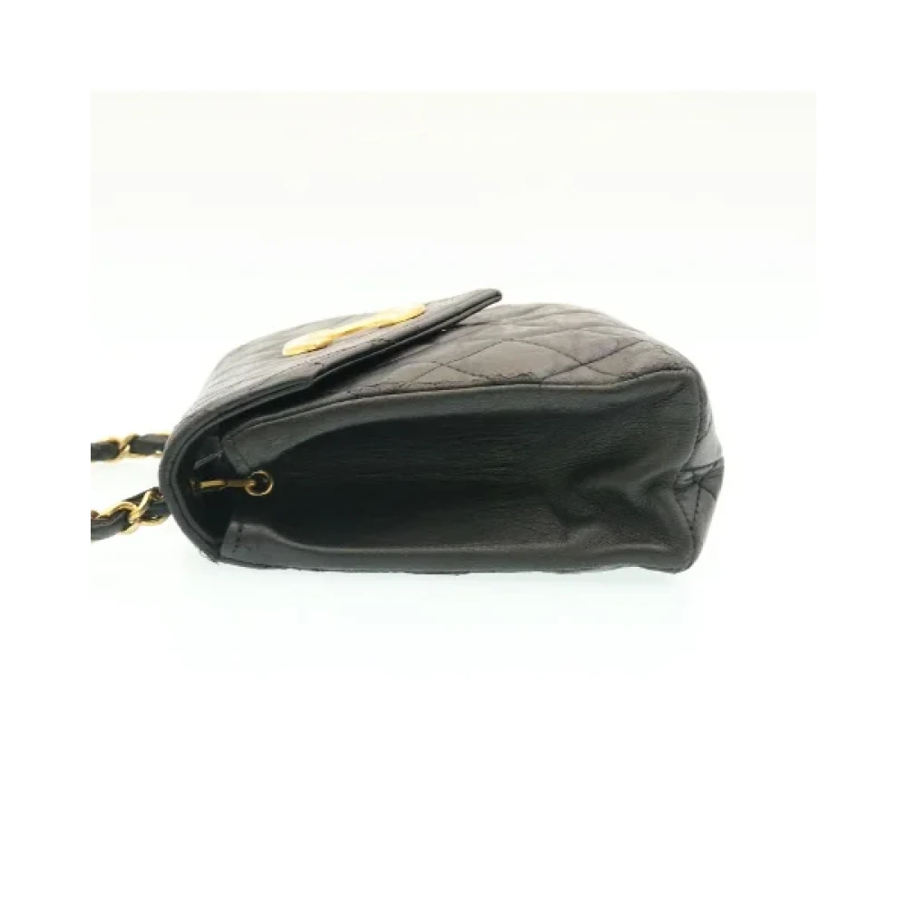 Chanel Vintage Tweedehands Zwarte Leren Chanel Schoudertas Black Dames