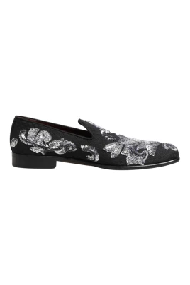 Svart Silver Paljett Loafers