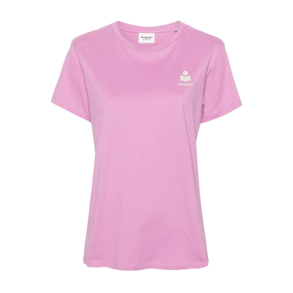 Isabel marant Geborduurd Logo Jersey T-shirts en Polos Pink Dames