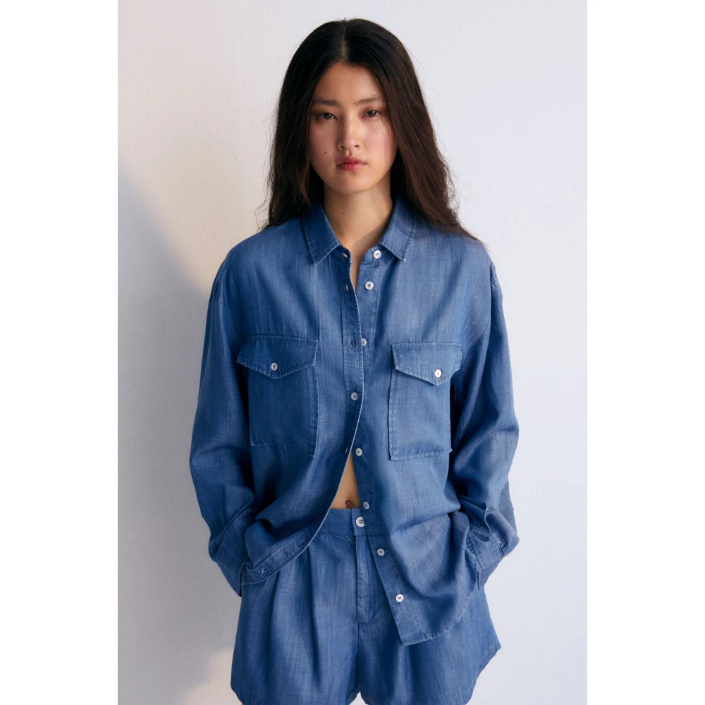 The New Society Ophelia Dames Shirt Poederblauw Blue Dames