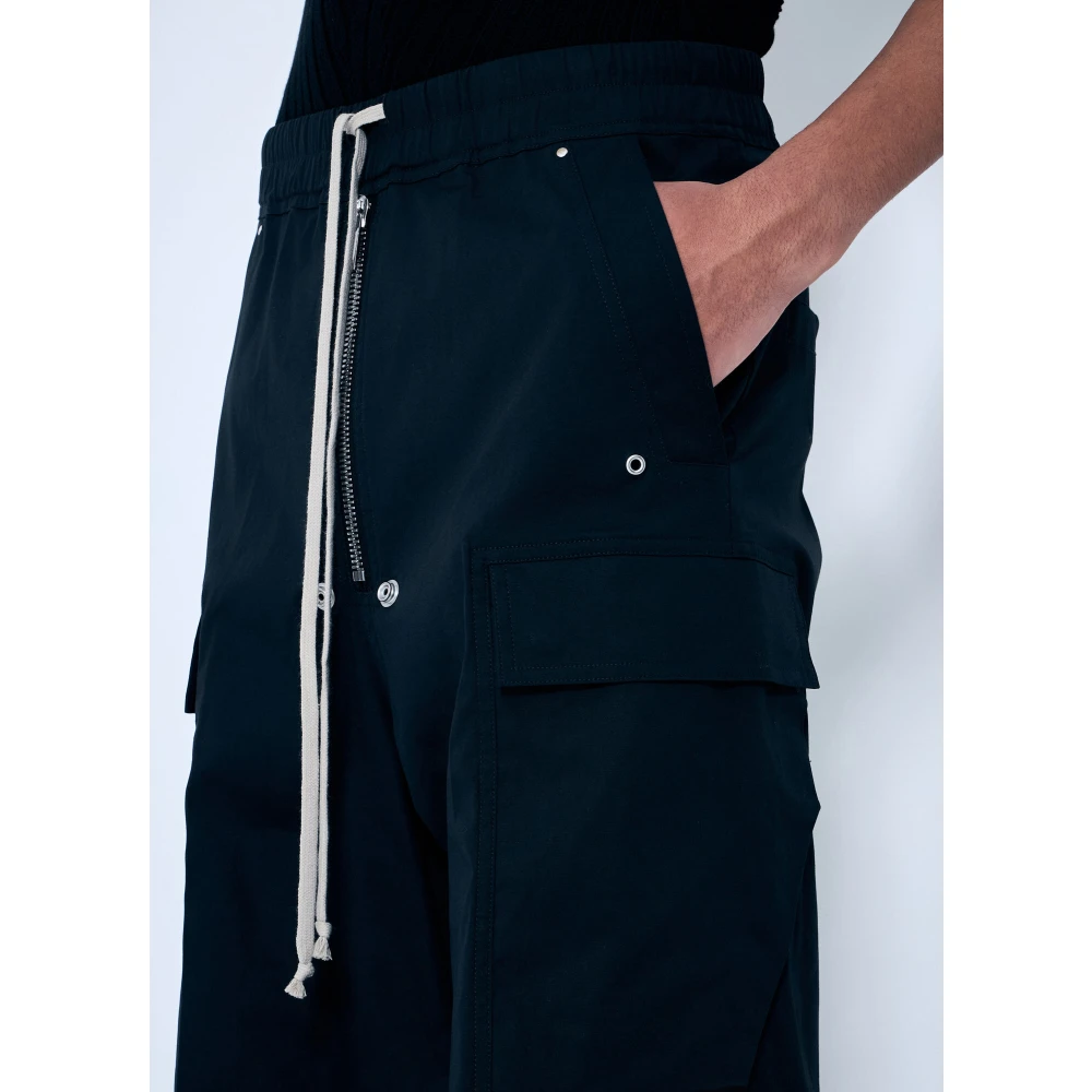 Rick Owens Wijde Cargobroek Black Heren