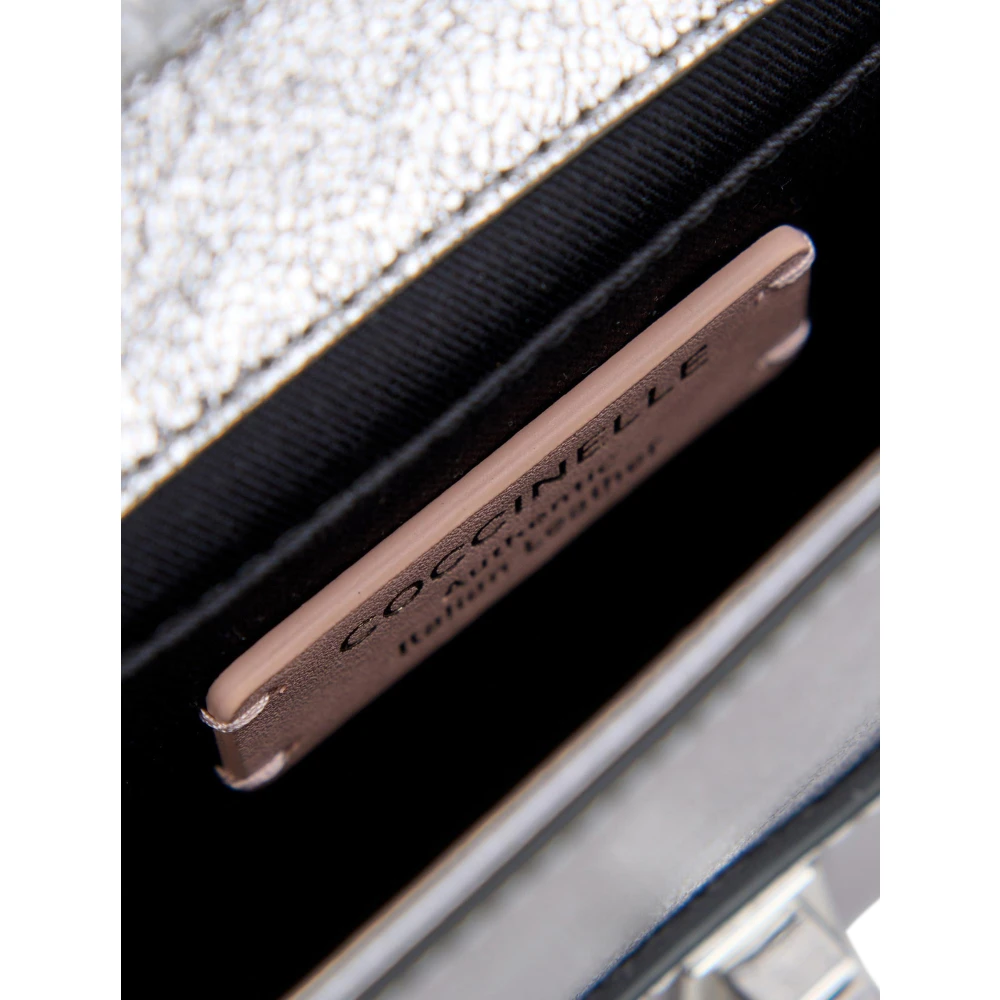 Coccinelle Zilveren Leren Clutch met Afneembare Band Gray Dames