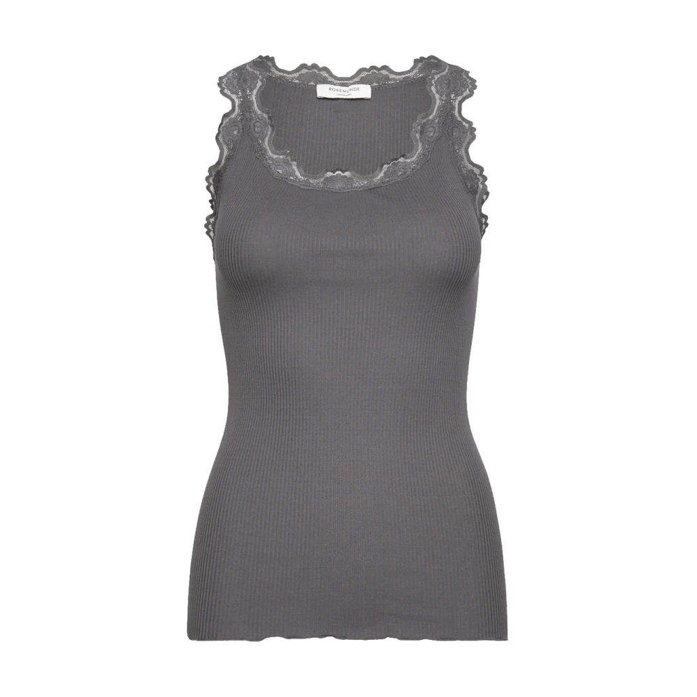 Rosemunde Zijden Kant Top Mouwloos Gray Dames
