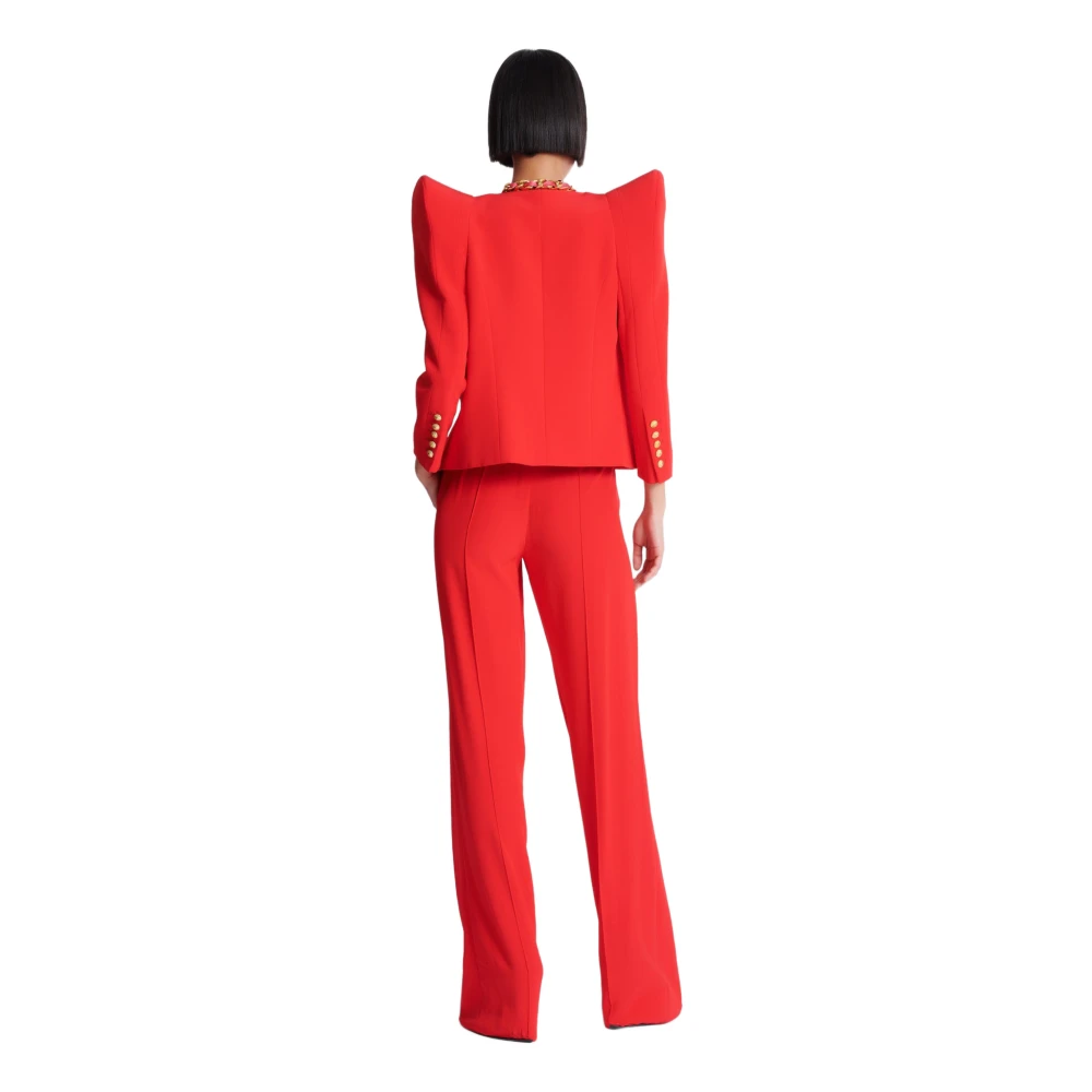 Balmain Geknipt krepe-jasje met gestructureerde schouders Red Dames