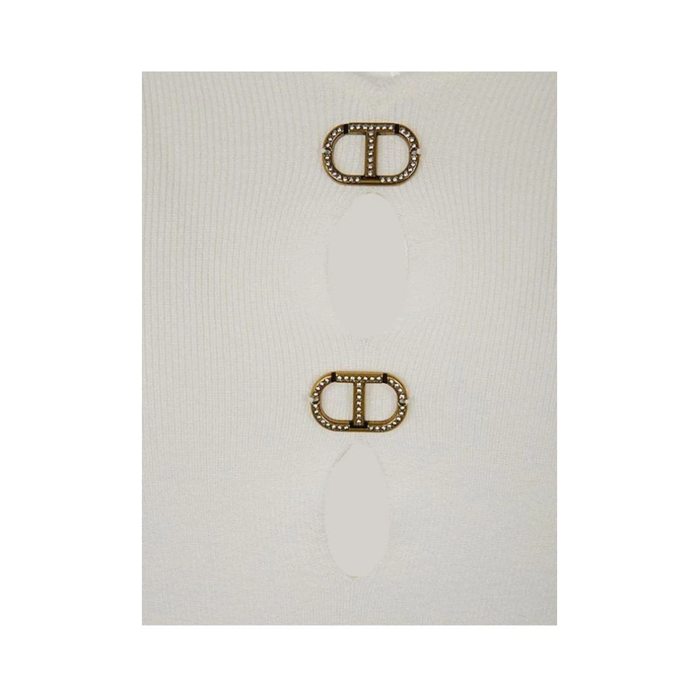 Twinset Omkeerbare V-hals Trui White Dames