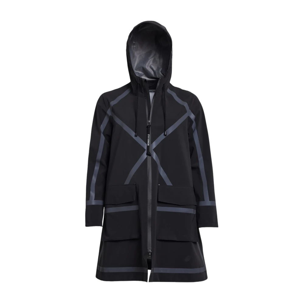 Stutterheim Hantverk A-Linje Regnrock med Tejpade Ränder Black, Dam