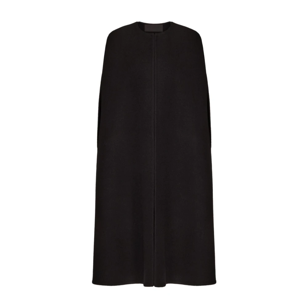 Valentino Garavani Zwarte Fluffy Kasjmier Blend Jas Black Dames