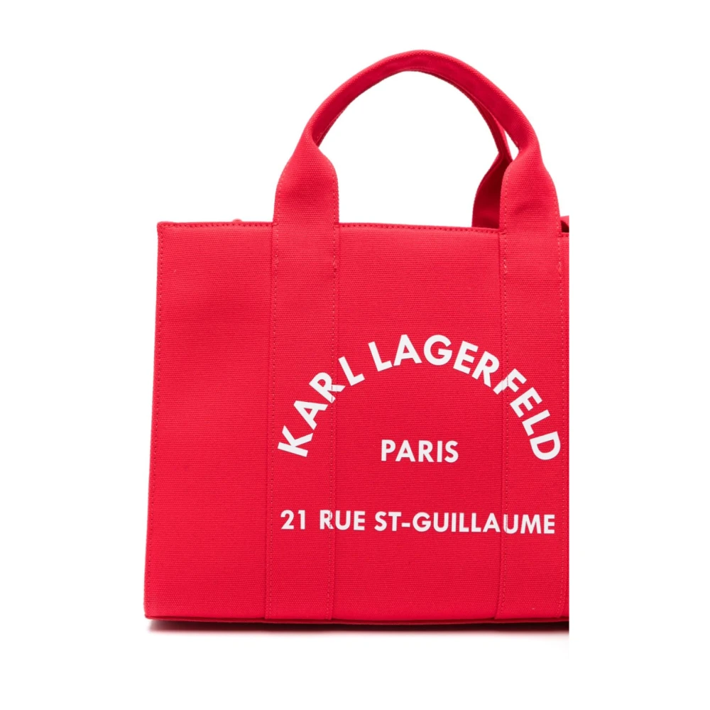 Karl Lagerfeld Tote M Rood Canvas Cirkelvormig Logo Red Dames